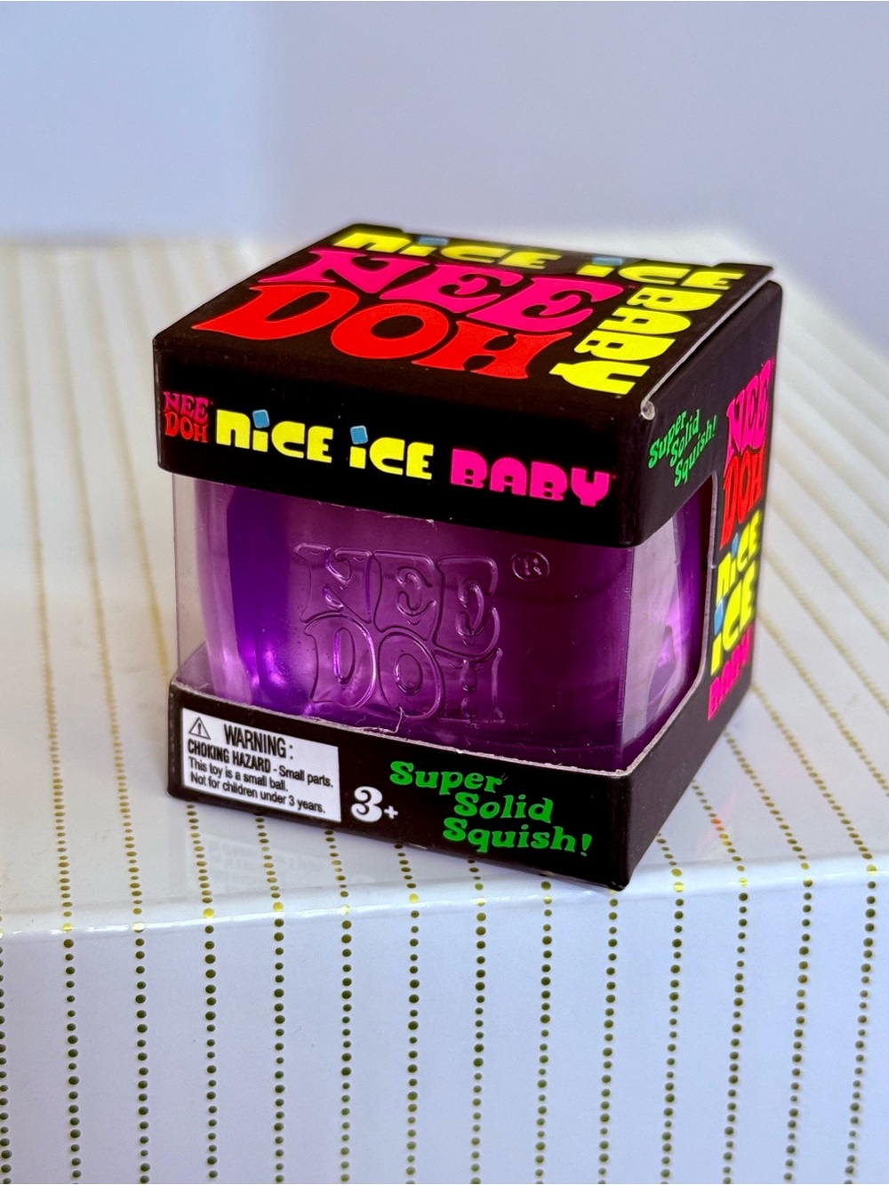 🔥 NeeDoh Nice Ice Baby HTF PURPLE Cube Super Solid Squish NIB Viral TikTok